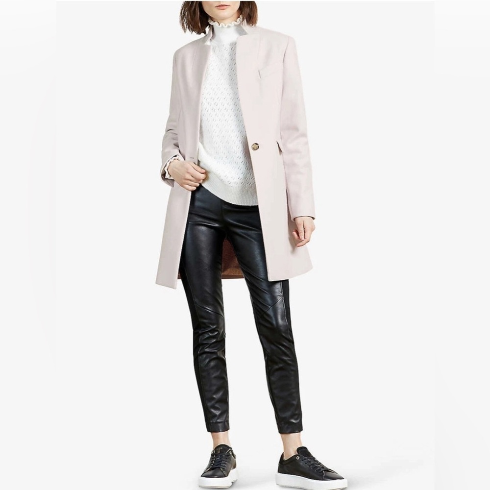 Ted Baker light pink Bianza double-breasted one-button wool/cashmere coat - US 6
